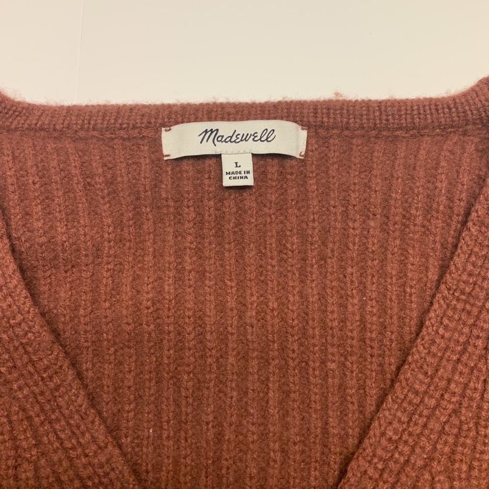 Women's V-Neck Sweater - Brown - Picture 3 of 8